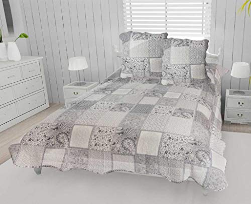 Soleil d'ocre Aurore Boutis, Coton, Gris, 220x240 cm