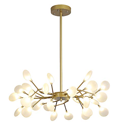 Lustre Spoutnik en verre soufflé main et finitions or mat de prestige
