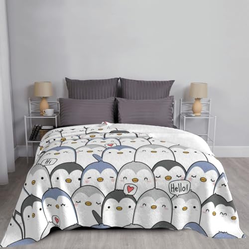 Plaid flanelle anti-boulochage couverture pingouin pour lit et canapé - 7