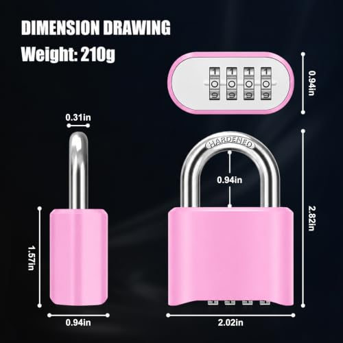 Image of Diyife Outdoor Combination Padlock, Hidden Password Design & Weatherproof High Security for Sheds, Fence, Locker, Home, School, Garage, Garden, Gate Hasps, Pink