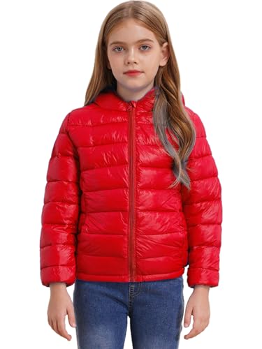 Girls Boys Long Sleeve Ultra Lightweight Jacket Coat Winter Warm Puffer Jacket Packable Hooded Coat Outwear