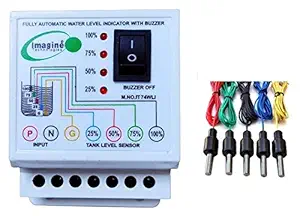 imagine technologies ABS Water Level Indicator with Alarm on Tank Full with 5 Sensors (Standard, White)