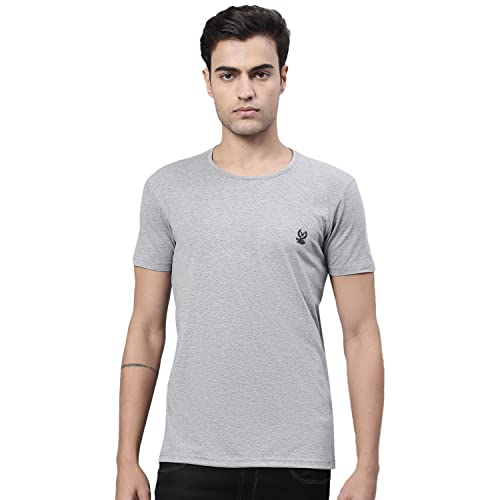 Image of Mack Jonney Men Round Neck Cotton Solid Regular Fit T-Shirt-T Anthraa 01-P