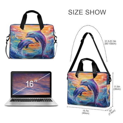 Bolso maletín para laptop con pintura de delfín miniatura 4