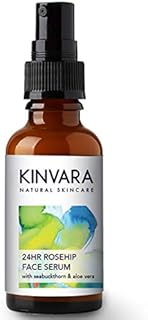 Kinvara Rosehip Face Serum - 30ml | Natural Facial Treatment with Organic Rosehip Oil | Hydrating, Calming & Glowing Concentrated Formula with Hyaluronic Acid, Seabuckthorn & Aloe Vera | Vegan
