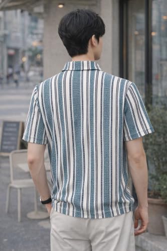 Image of London Hills Men's Loose Fit Half Sleeve Vertical Striped Polo T-Shirt with Zip Collar | Premium Polyester Fabric | T Shirt for Man | Tshirt | Shirts Men | Tshirt for Man | Men T-Shirts