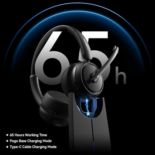 Image of Wireless Headset with Mic for Work, Bluetooth Headset with Microphone AI Noise Cancelling & Mute Button, Wireless Headphones with Mic for Work /Home /Office /Call Center /PC /Laptop /Computer /Teams /Zoom