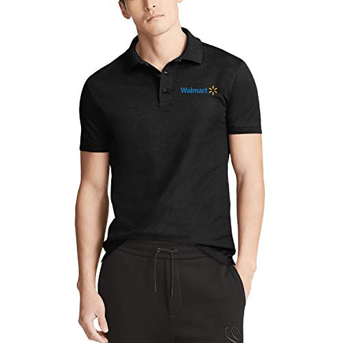 Men's Black Short Sleeves Collar Polo T-Shirt Walmart-Online-Shopping-Official-site- Casual Buttons Tee Tops
