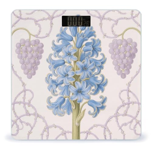 Báscula de baño digital con diseño floral y vidrio templado