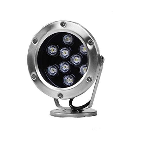 MIKOTR 9W Underwater Light, IP68 Led Waterproof Pond Light, Fountain Light, Colorful Landscape Light, Stainless Steel Material 8 Colors(Blue light,85-220V)