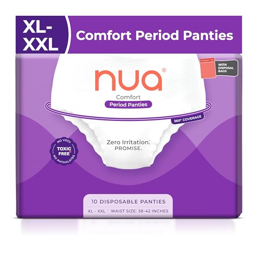 Image of Nua Comfort Disposable Period Panties (XL-XXL) | Pack of 10 Panties | Disposable | 360 Coverage | Zero Irritation | 4x Comfort | For Heavy Flow | No rashes | Leakproof | Seamless | 100% Toxic-Free, Dermatologically Tested