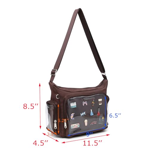Image of Canvas Ita Bag Crossbody Shoulder Bag Kawaii Purses and Handbags with Anime Pins Display Medium