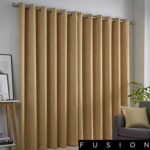 Fusion Strata Woven Eyelet Lined Curtains, Ochre, 66 x 54 Inch, W 66.1" x L 53.9" (1 Panels) - Image 2