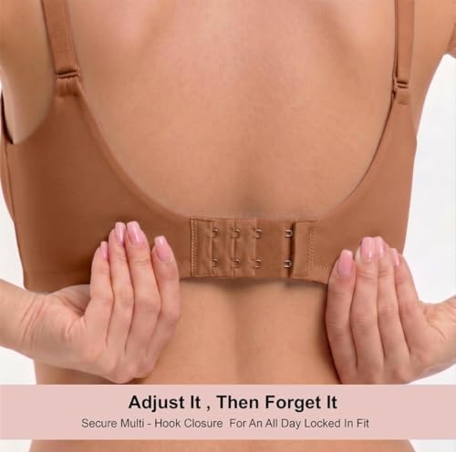 Image of Seamless Wireless Bra for Women | No Underwire Deep V Invisible T-Shirt Bra | 360 Support | Adjustable Straps | Soft Comfortable Everyday Bra