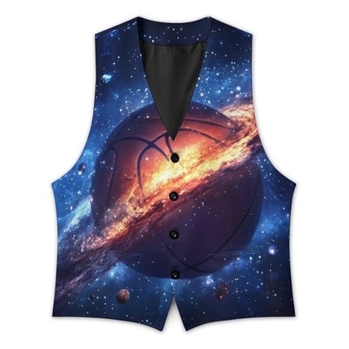 Galaxy Basketball Sky Men's Suit Vest Slim Fit Business Dress Party Pattern Waistcoat Vest Top3