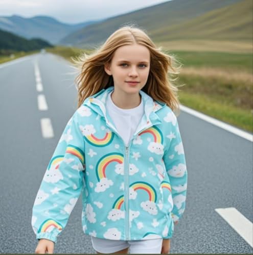 Image of TUIJI Toddler Boys Girls Cartoon Print Zip Jacket Hooded Trench Lightweight Kids Coats Windbreaker Casual Outerwear