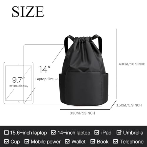 Image of MOCA Drawstring Gym Sports Backpack Lightweight Multipurpose Daypack Travel School College Daily Storage Carry Suitable Men Women Kids Adults Fitness Accessory