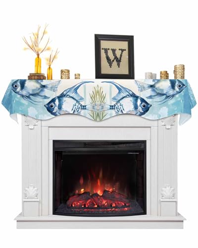 90x17 Inch Christmas Mantle Scarf: Every Christmas, children imagine Santa Claus sliding down the chimney - so why not make his landing feel magical Christmas fireplace decorations drapes your fireplace in a festive "carpet," transforming ordinary br...