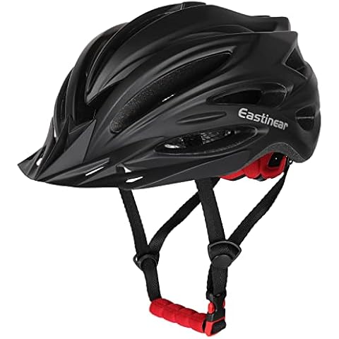 EASTINEAR Mens Bike Helmet with Visor, Cycle Helmet with Rechargeable LED Lights, Allround Cycling Helmets for Road Bike, Bicycle Helmet for Men and Women (Black) Cover