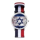 Orologio da polso vintage con bandiera israeliana degli Stati Uniti, con numeri arabi, orologio da polso con cinturino regolabile per uomo e donna