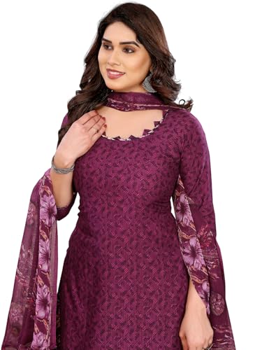 Image of Yashika Unstiched Crepe dress materials | Crepe Salwar Suit for women with dupatta | suit material for women unstitched