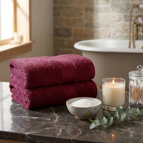 Image of MYTRIDENT Hand Towel | Urban Comfort | Quick Drying | Travel Friendly | for Men /Women | 2 Pc Hand Towel (40 cm x 60 cm) | 100% Cotton 450 GSM - Wine Red