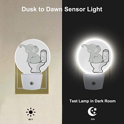 Image of EKOBLA Cute Elephant Night Light, Cartoon Safari Animal Plug into Wall with Dusk to Dawn Sensor, 0.5W LED Energy Saving Nightlight for Bedroom, Bathroom, Hallway