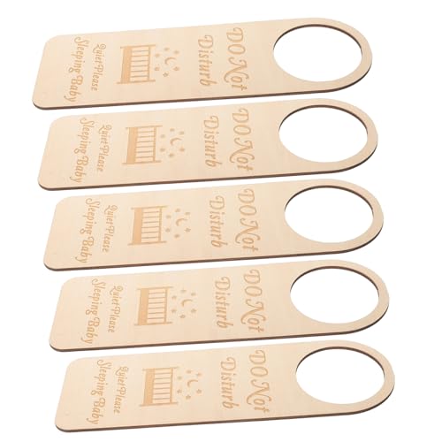 BESTonZON Do Not Disturb: 5pcs Baby Sleep Door Hangers Elegant Wooden Reminder Sign for Nursery