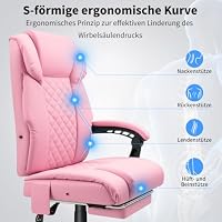 HOFFREE Ergonomisch Bürostuhl mit Massagefunktion und Heizfunktion,Rosa – Ansicht 5