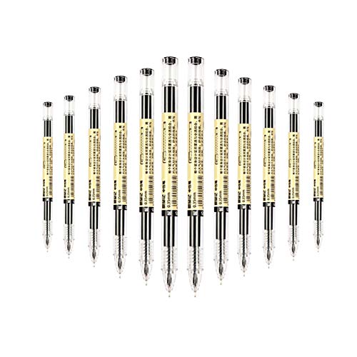 Ballpoint Pens Liquid Ink Rollerball Pens Rolling Ball Pen Quick-Drying Ink 0.35 mm Extra Fine Point Gel Ink Pen Japanese Style for Office School Stationery Supply 12 Pieces (Black)