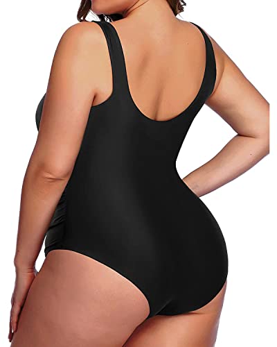 Daci Women Plus Size One Piece Swimsuit Athletic Tummy Control Ruched Bathing Suit with U-Back2