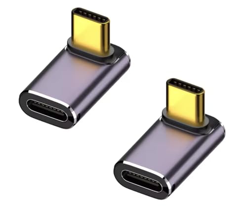 USB Type-C → Type-Cアダプタ 27W タイプC コネクタ 急速充電 高速データ転送 USB-C i-Phone i-Pad 変換コネクタ アルミニウム合金 ミニサイズ 紛失防止 変換 アダプタ (L字Stereo Elbow 2個,C→C