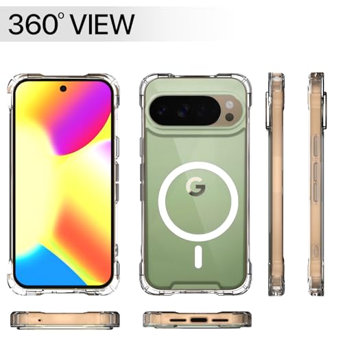 Image of Amazon Basics Back Cover for Google Pixel 10 Pro XL 5G Mag-Safe Shockproof PC + TPU Protective Case Magnetic Support Bumper Case (Transparent Mag-Safe)