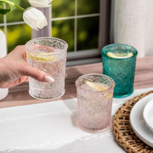 Set de 4 vasos vintage Qualia Glass ámbar 9 oz miniatura 4
