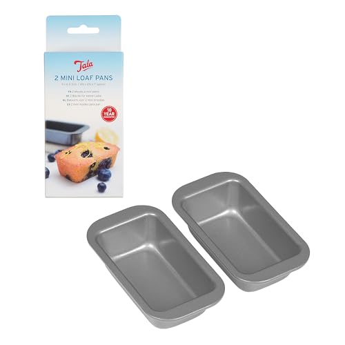 Tala Lot De 2 Mini Moules A Cake Pour Mini Pain Banana Bread Et Gateau 18,5 x 8 cm Acier Au Carbone Antiadhesif Empilable Poignees Lave Vaisselle Et Congelateur