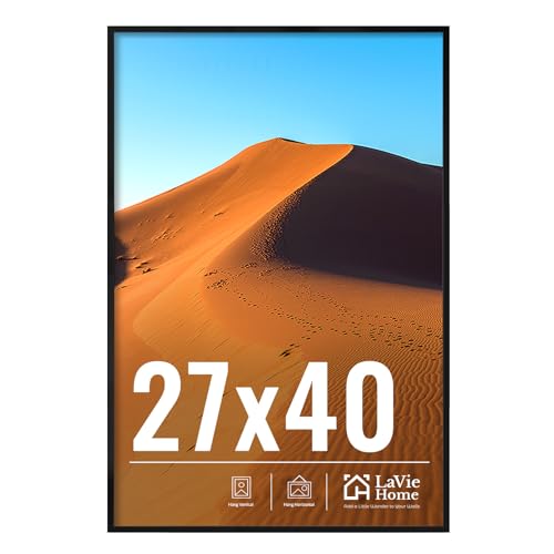 Image of LaVie Home 27x40 Picture Frame for Wall Display, 27x40 Black Picture Frame with HD Plexiglas, 27 x 40 Poster Frame 1 Pack, Display Frame for Vertical or Horizontal, Classic Collection