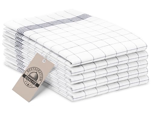 ZOLLNER Set de 5 torchons de Cuisine 100% Coton, 50x70 cm, Gris.