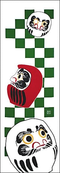 染の安坊 Anbo Tenugui Hand Towel, Three Darumas, 100% Cotton, Made in Japan, 13.8 x 39.4 inches