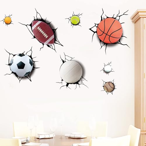 Vinilo Decorativo 3D Balones Deportivos para Pared 60x40 cm miniatura 3