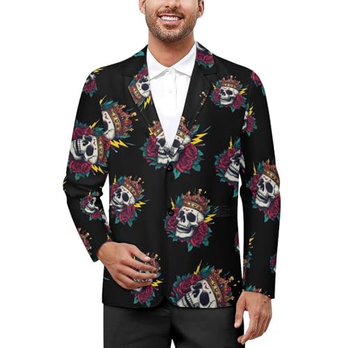 Skull Crowness Rose Halloween Men's Blazer Printed Button Suit Jacket Slim Sport Coat Blazers