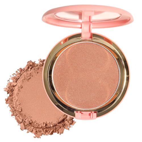 Beauty Searcher Polvo Bronceador con Brillo, Acabado Natural Besado por el Sol, Contorno Resaltador Bronceador Colorete en Polvo, Textura de Tacto Suave, Maquillaje Facial Compacto (Sunset Bronzer)