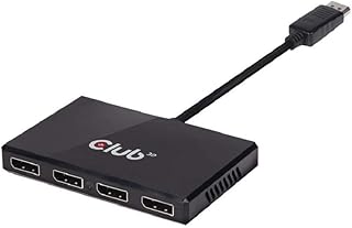 CLUB 3D CSV-6400 Multi Stream Transport (MST) DisplayPort to DisplayPort Multi Monitor Splitter - 4-Port MST Hub - DP 1.2 to 4X DP MST Hub USB Powered