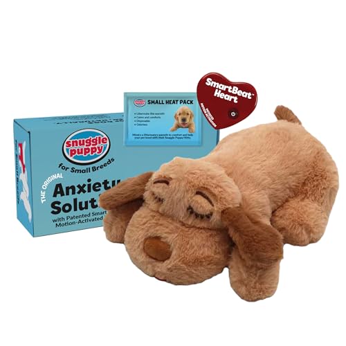 Snuggle Puppy Junior Heartbeat Puppy Toy for Small Breeds Smaller Plush Dog Toy with Real-Feel Pulse Designed for Crate Use and Early Routines - Biscuit