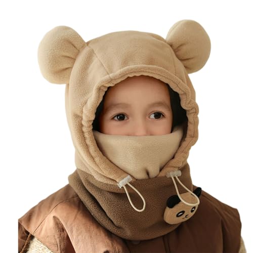 Bear Ears Warm Kids Face Mask, Children Cute Balaclava Hat, Winter Outdoor Adjustable Hood Scarf 3 In1-B