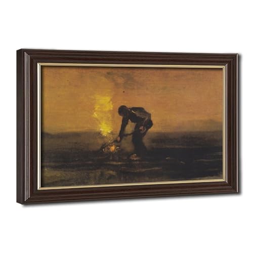 Van Gogh Paysan Burning Weeds poster sur toile idéal pour un salon chaleureux