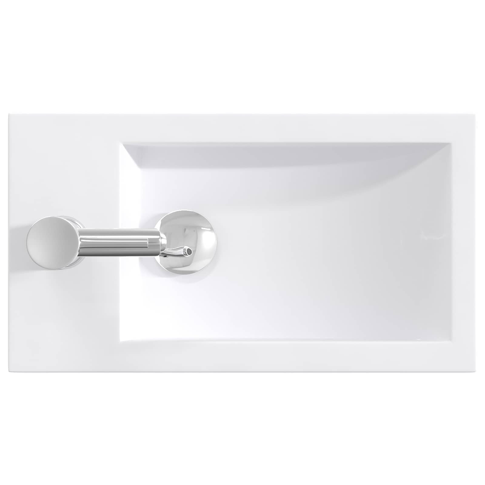 Fengshui Metalowa umywalka chrom 45,5 x 25,5 x 13 cm | Odporny na korozję, wbudowany kran i odpływ, łatwa pielęgnacja, idealna do małych łazienek