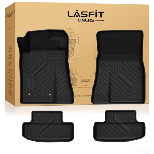 LASFIT Floor Mats for Ford Mustang 2015-2025 2026 All Weather Protector TPE Car Floor Liners 1st & 2nd Row 4pcs Black
