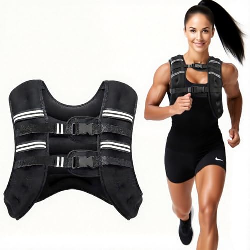 HUAYA Weighted Vest for Women & Men, Adjustable 8lb/12lb/16lb/20lb – Reflective Weight Vest for Running, Walking, Strength Training, Jogging & Workout – Women’s Weighted Vests for Walking and Fitness (Black, 16 LB)