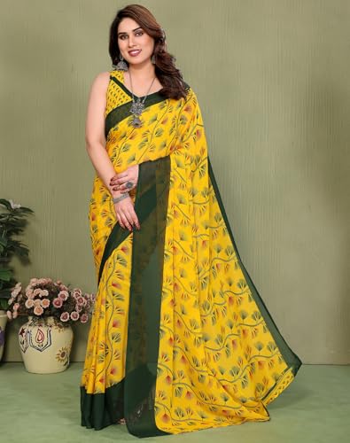 Image of Yashika Women's Georgette Saree with Blouse Piece for Traditional Ethinic Wear Sari