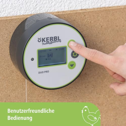 Kerbl Hobbyfarming Steuerung Duo Pro, Hühnerklappe, Hühnertür, Kunststoff, Licht- und Zeitsteuerung, Netz- und Batteriebetrieb